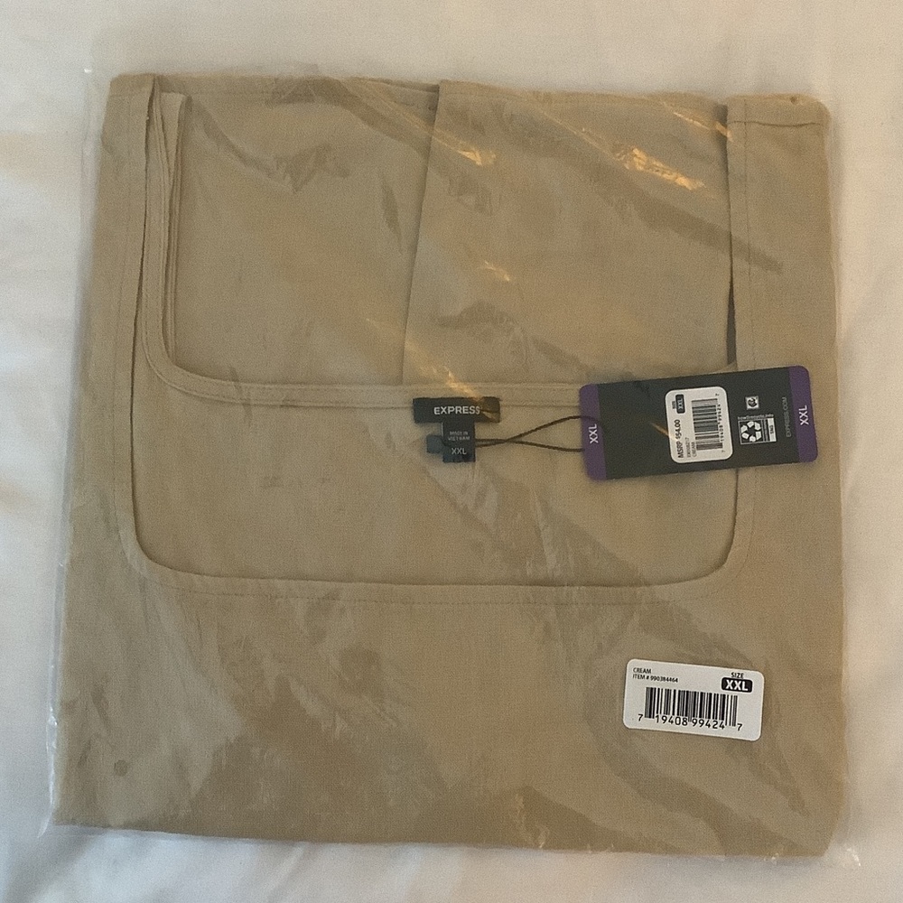 Express Beige Sleeveless Linen Crop Top